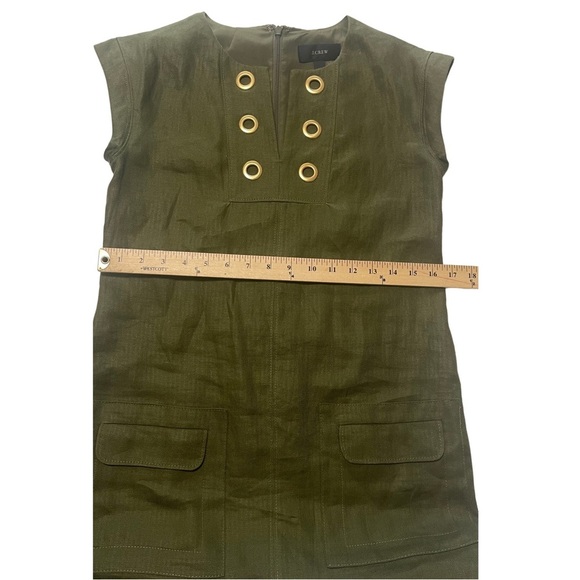 J. Crew Green Sheath Mini Dress V-neck Cap Sleeve - Picture 6 of 12